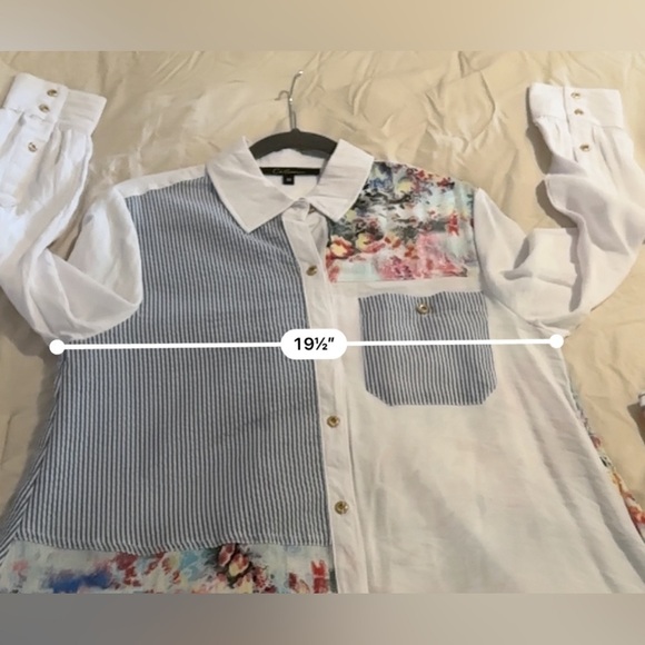 Caleoas Women’s Patchwork Button-Down Shirt Floral and Striped Design, Size M - Picture 11 of 11